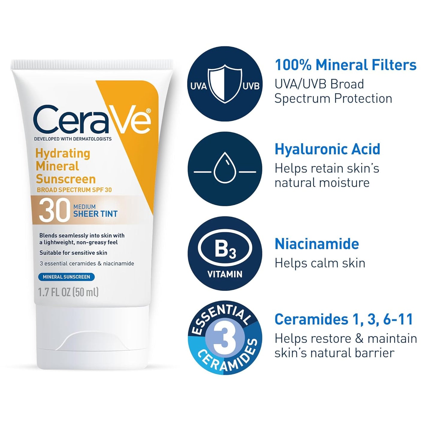 CeraVe Hydrating Mineral Sunscreen SPF 30 with Sheer Tint