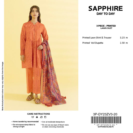 Sapphire Day-to-Day Collection | 3-Piece Unstitched Lawn Suits | Premium First Copy