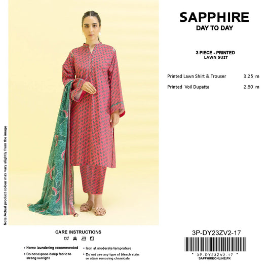 Sapphire Day-to-Day Collection | 3-Piece Unstitched Lawn Suits | Premium First Copy